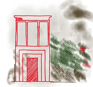 egyptian house with shaded roof.Egyptian architecture . Egyptian house